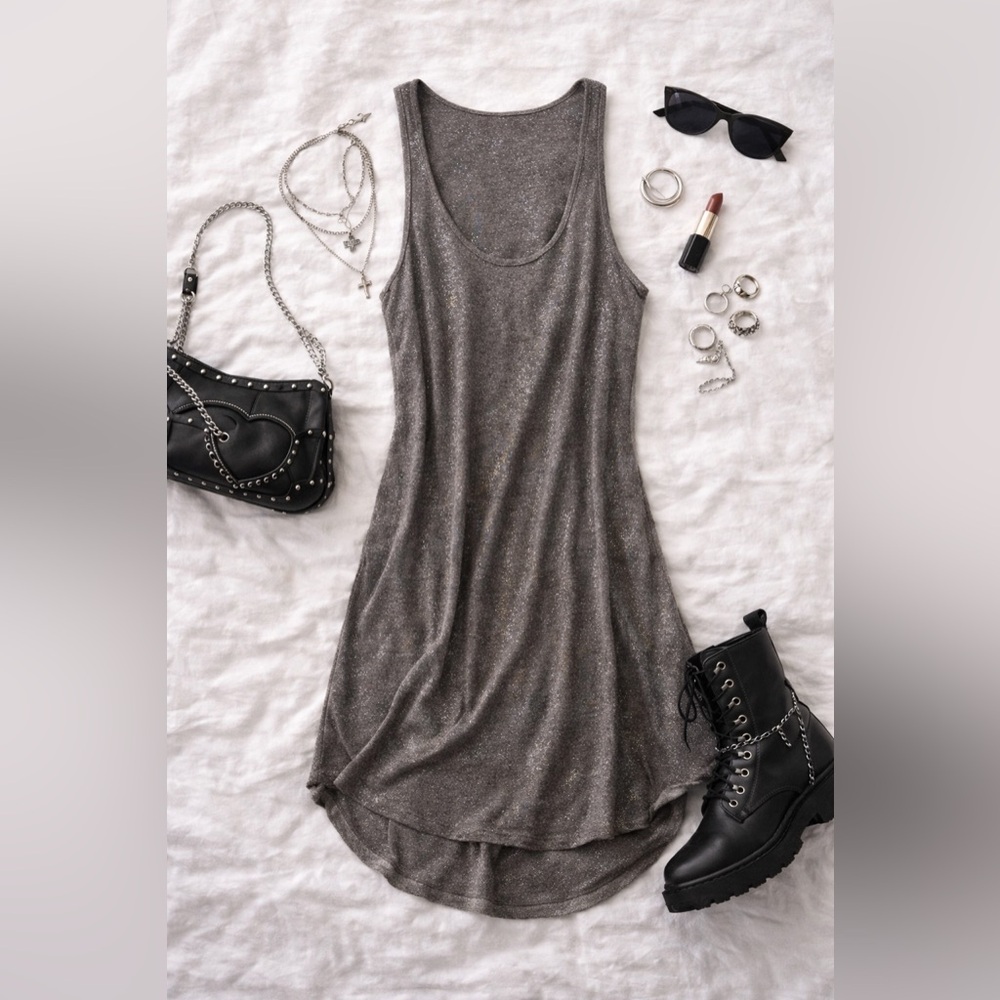Long Shimmering Brown Tank Top